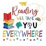 SUPERDANT Reading Wall Decor Inspirational Quote Learning Wall Sticker DIY Kids Book Reading Will Take You Everywhere Books Decals for Read Corner Nursery Library Classroom Study Room School Stickers