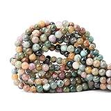 CHEAVIAN 60PCS 6mm Natural Indian Agate Gemstone Round Loose Beads for Jewelry Making DIY 1 Strand 15"