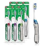 GUM Folding Travel Toothbrush - Compact Head + Tongue Cleaner - Soft Bristled Travel Toothbrushes for Adults 1ct (Pack of 6)