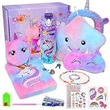 Cherry Tale Unicorn Gifts for Girls Age 4 5 6 7 8 9 10, Girls Unicorn Birthday Gifts Set with Light Up Star Pillow Diary Plush DIY Water Bottle Kits Toys