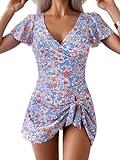 Eagerbuy Women's One Piece Swimdress Swimsuits for Women Tummy Control Swim Dresses Skirt Ruffled Bathing Suit