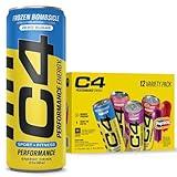Cellucor C4 Energy Drink POPSICLE Variety Pack, Carbonated Sugar Free Pre Workout Performance Drink, 4 Flavors - Grape & Cherry Popsicle, Strawberry Watermelon Ice, Frozen Bombsicle, 12 Oz Pack of 12