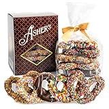 Asher's Chocolates, Chocolate Covered Pretzels Gift Basket, Holiday Assortment of Candy, Small Batches of Kosher Chocolate, Family Owned Since 1892, Improved Box Design (Milk & Dark)