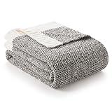 Snuggle Sac Grey Throw Blankets for Couch, Super Soft Warm Blankets Cozy Knit Fuzzy Plush Lightweight Throws for Sofa, Bed,Living Room, Dark Grey, 50x60 inches