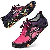 Water Shoes for Women Barefoot Shoes Women Swim Beach River Pool Aqua Socks Quick Dry for Hiking Surfing Kayaking Cruise Ship Essentials Size Women 8.5 / Men 7.5 (4-Purple)