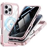 Magnetic Privacy Case for iPhone 16 Pro [Military Grade Protection] [Compatible with MagSafe] Anti Peep Privacy Screen Tempered Glass Soft Edge Full Body Shockproof Anti Spy Mag-Safe Case Cover