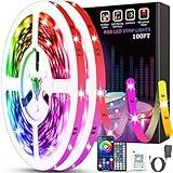 Tenmiro Led Lights for Bedroom 100ft (2 Rolls of 50ft) Music Sync Color Changing Strip Lights with Remote and App Control RGB Strip, for Room Home Party Decoration