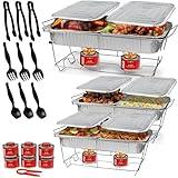 Alpha Living Large 33-Pcs Disposable Chaffing Buffet with-Covers, Utensils, 6Hr Fuel Cans – Premium Chafing Dish Set for Events, Parties, Catering