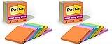 Post-it Super Sticky Notes, 3x3 in, 6 Pads, 2X The Sticking Power, Energy Boost Collection, Bright Colors (Orange, Pink, Blue, Green,Yellow),Recyclable (654-6SSAU) (Pack of 2)