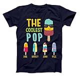 Personalized The Coolest Pop T-Shirt Happy Father's Day Shirt With Kids Names Gift or Dad Grandpa Husband Papa On Fathers Day Christmas Birthday Best Dad Ever Shirt Gift from Daughter Son Wife