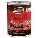 Merrick Grain Free Premium And Natural Canned Dog Food, Soft And Healthy Wet Recipe, Real Beef Lamb And Bison - (Pack of 12) 12.7 oz. Cans