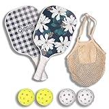 Sonix | USAPA Approved | Pickleball Paddles Set of 2 | Fiberglass Surface Pickleball Set with 2 Rackets, 4 Balls, & Bag | Delilah Flower