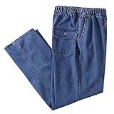 IDEALSANXUN Men’s Jeans with Elastic Waist Casual Relaxed Fit Pajama Jeans (38Wx32L, Light Blue)