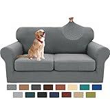 XINEAGE 2025 New 3 Pieces Couch Covers for 2 Cushion Sofa Super Stretch Loveseat Slipcover Pet Dog Universal Slip Cover Anti Slip Love Seat Furniture Protector (Light Gray, 55"-69")