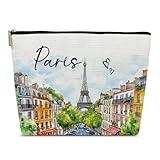 Ythuil Paris Travelling Gift Makeup Bag, City Travel Cosmetic Bag for Purse, Watercolor Gifts, Paris Souvenir, Trip Favors for Traveller, Travelling Lovers, City Themed Organizer