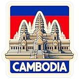 Cambodia Sticker 4 Inch City Travel Souvenir Destination - Waterproof Vinyl Decal for Laptop Water Bottle Car Tumbler - Durable Aesthetic Long-Lasting Stickers for Adults ID44990