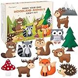 CiyvoLyeen Woodland Animals Craft Kit Kids DIY Crafting and Sewing Set Woodland Animals Felt Plushie for Girls and Boys Educational Beginners Sewing Set Sewing Kits for Kids Age 8 9 10 11 12