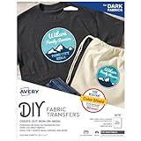 Avery Printable Heat Transfer Paper for Dark Fabrics, 8.5" x 11", Inkjet Printer, 5 Iron On Transfers (3279)