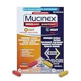 Mucinex Sinus-Max Day Pressure, Pain & Cough & Nightshift Night Sinus Medicine for Adults, Day/Night Combo Pack for Sore Throat Relief, Nasal Congestion Relief, Cough & Cold Medicines, 40 Caplets