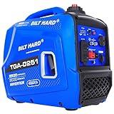 BILT HARD Generator 2500 Watt, Quiet Inverter Generator Portable 80cc 4 Stroke Engine, 120V AC Duplex Receptacle and 12V DC Output, Outdoor Generators for Home Backup Use and RV Ready