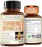 Turmeric Supplement with 65% Boswellia Extract Capsules - Turmeric Curcumin Supplement 95% Curcuminoids - Boswellia Serrata, Black Pepper, Organic Turmeric and Ginger Root Capsules - 60 Tumeric Caps