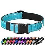 PenSeepet Reflective Dog Collar Padded with Soft Neoprene Breathable Quick Release Basic Dog Collars for Large Dogs Sky Blue Boy