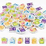 Haooryx School Bag Puzzle Erasers - 60Pcs Back to School Novelty Mini 3d Puzzle Pencil Eraser Pack Bulk Desk Pet Toys Gifts Kids Party Favors Classroom Game Rewards Prizes Treasure Box School Supplies