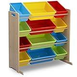 Delta Children Kids Toy Storage Organizer with 12 Plastic Bins - Greenguard Gold Certified, Natural/Primary