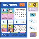 Alphabet Learning Pocket Chart, Alphabet Wall Chart for Toddlers 1-3, Handwriting Practice Letter Tracing Circle Time Learning Center for Classroom, Preschool Classroom Must Haves XL35x 27"