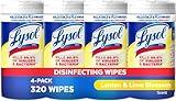 Lysol Disinfectant Wipes, Multi-Surface Antibacterial Cleaning Wipes, For Disinfecting and Cleaning, Lemon and Lime Blossom, Pack of 4 (Packaging may vary)