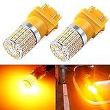 PHINLION 3157 LED Bulb Amber Yellow Super Bright 3156 3056 3457 4057 4157 Turn Signal Bulbs for Front Rear Blinker Parking DRL Side Marker Lights, Pack of 2