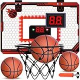 PAROTO Mini Kids Basketball Hoop Indoor, Christmas Birthday Gifts for Kids, Over The Door Basketball Hoops with 3 Balls, Led Light Electronic Scoreboard, Boys Toys Age 5 6 7 8 9 10 11 12+ Year Old