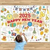 3Pcs Happy New Year Giant Coloring Posters Versatile Paper Coloring Banner 2025 New Year Eve Activities Crafts Decorations Jumbo Tablecloth Table Cover for Kids Home Classroom Party Supplies 43.3 x 31.5In