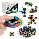 Magnetic Fidget Spinner, STEM Transforming Building Blocks Toys for Kids Ages 6-8 9-12, Stress Relief Sensory Toy for Autism Anxiety, Novelty for Boys Girls Teens Adults, 2-Pack