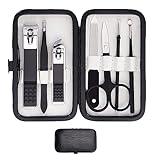 Nail Clipper Set Manicure Set Men Manicure Kit with Portable Travel Case Toe Finger Nail Clippers Personal Care Tools Kit Men Grooming Kit Present for Husband Boyfriend Family(black white)