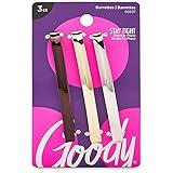 Goody Metal Hair Barrettes Clips - 3 Count, Assorted Colors - Slideproof and Lock-In Place - Suitable for All Hair Types - Pain-Free Hair Accessories for Men, Women, Boys, and Girls - All Day Comfort