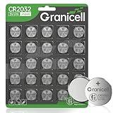 Granicell CR2032 Battery Compatible with AirTag 25 Count 2032 Lithium 3V Coin Battery for Child Safety, Suitable for Key Fobs, Smart Sensors, Scales, Candles and More