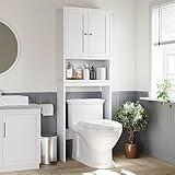 Shintenchi Over The Toilet Storage Cabinet, Bathroom Shelf Organizer with Anti-Tip Device Small Freestanding Space Saver with Adjustable Shelf，White