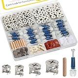 SVLING 138PCS Cam Locks for Furniture Assortment Kit,3-in-1 Eccentric Hardware Wheels,Furniture Cam Lock Fasteners with Multi-Size Nuts,Bolts,Wood Dowel Pins,Repairing Cabinet,Closet,Drawer