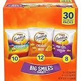 Goldfish Crackers Big Smiles Variety Pack with Cheddar, Colors, and Pretzels, Snack Packs, 30 Ct