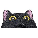 pipomama Black Cat Face Iron On Patches for Clothing - Embroidered Applique Patch Badge Sew On Cry Cat Emblem DIY Craft
