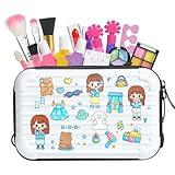 HOUS IDEAS Kids Makeup Sets for Girls 5-8, Washable Non Toxic Toys for Princess Girls Dress Up, Girls Toys and Gifts for Christmas and Birthday (White Cosmetic Case with 150+ DIY Stickers)