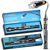 VIBELITE Extendable Magnetic Flashlight with Telescoping Magnet Pickup Tool-Cool Gadget Christmas Gifts Stocking Stuffers for Men, Husband,Dad,Father,Mechanic,Tech,Handyman,Him Women