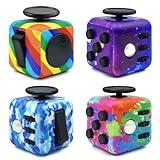 Lollyx Fidget Toy Cube, 4 Pack Cube Fidget Anxiety Relief Toys for Kids and Adults, 6 Sided Fidget Toys Cube Hand-Held for Adults, Audible/Silent Cube Toys Fidget for ADD/ADHD/OCD