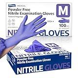 Supmedic Nitrile Exam Gloves, 3.5 Mil Powder-Free Food Safe Cleaning First Aid Disposable Medical Glove, Purple 100 Pcs (Medium)