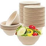 100 Pack 8oz Compostable Paper Bowls,Heavy-Duty Disposable Natural Bagasse Bowls,Biodegradable Soup Bowls,Eco-Friendly,Heat Resistant,for Ice Cream,Salad,Soup,Snack,Dessert,Pasta,Hot or Cold Use