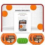 Combo Bundle of Durable Magnetic Lacrosse Goal Targets/Hockey Targets with 4 Pearl Lacrosse LT Textured Balls and 4 Tethers| Lacrosse Net Goalie Targets for Training and Shoorting Practice