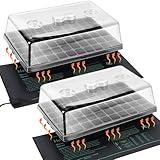 2 Set 60-Cell Seed Starter Kit - Strong Seed Trays with Humidity Domes, Cell Trays and Seedling Heat Mats - Cloning, Propagation and Germination Station