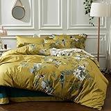 mixinni Flower and Bird Comforter Set Garden Style Vibrant Colors Floral Comforter Sets for Him and Her, 1 Reversible Flowers Comforter and 2 Pillowcases for All Seasons-Queen Size