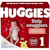 Baby Diapers Size 1 (8-14 lbs), 198ct, Huggies Little Snugglers Newborn Diapers